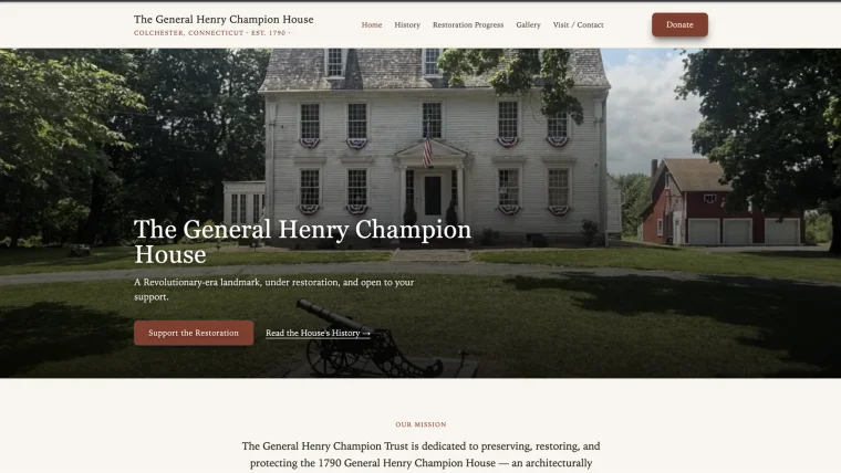 General Henry Champion House website homepage