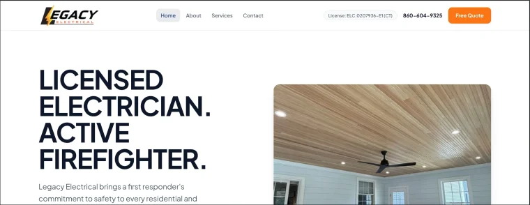 Legacy Electrical CT website homepage
